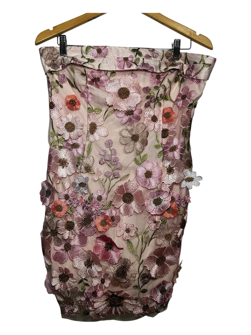 Altar'd State pink Embroidered Floral Strapless Mini Dress NWT size Large